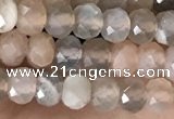 CRB2256 15.5 inches 3*4mm faceted rondelle rainbow moonstone beads