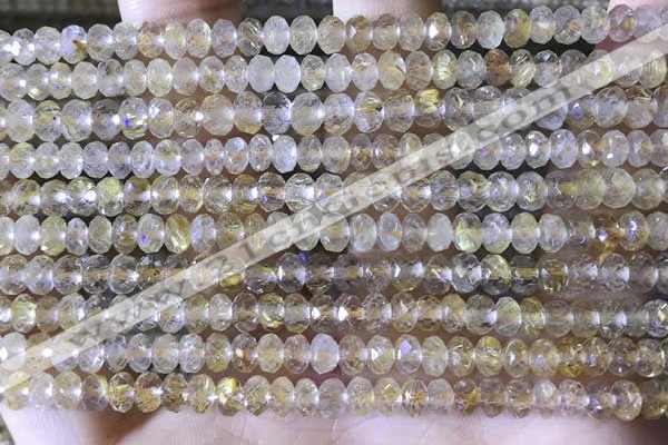 CRB2264 15.5 inches 3*5mm faceted rondelle golden rutilated quartz beads