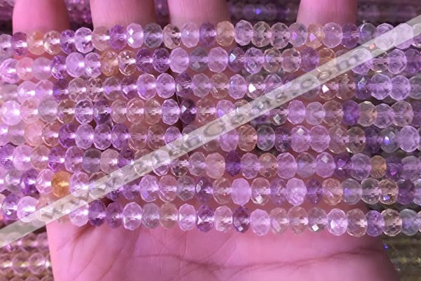 CRB2281 15.5 inches 4*6mm faceted rondelle mixed quartz beads