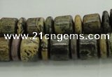 CRB250 15.5 inches 5*12mm - 10*12mm rondelle yellow artistic jasper beads