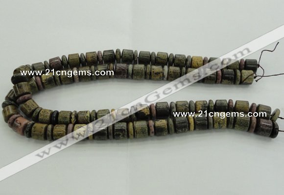 CRB250 15.5 inches 5*12mm - 10*12mm rondelle yellow artistic jasper beads