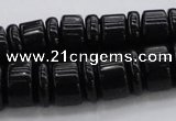 CRB254 15.5 inches 5*14mm - 10*14mm rondelle black agate beads