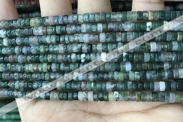 CRB2559 15.5 inches 2*4mm heishi moss agate beads wholesale