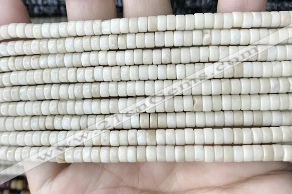 CRB2566 15.5 inches 2*4mm heishi white fossil jasper beads wholesale