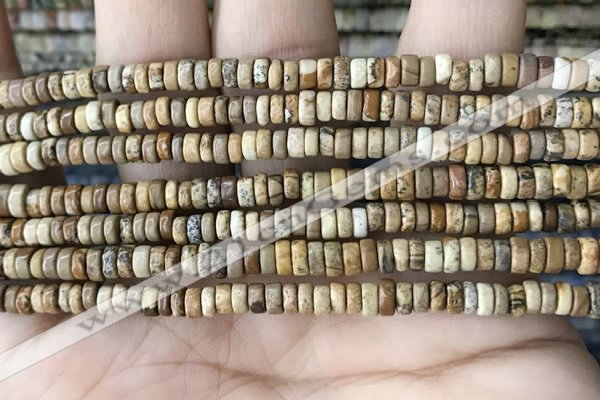 CRB2568 15.5 inches 2*4mm heishi picture jasper beads wholesale