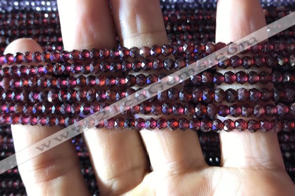 CRB2601 15.5 inches 2*3mm faceted rondelle red garnet beads