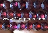 CRB2602 15.5 inches 3*4mm faceted rondelle red garnet beads