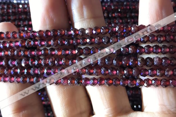 CRB2602 15.5 inches 3*4mm faceted rondelle red garnet beads