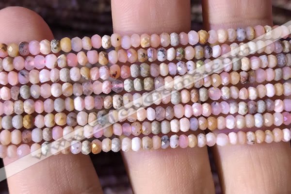 CRB2613 15.5 inches 2*3mm faceted rondelle pink opal beads