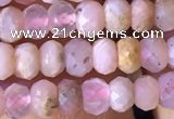 CRB2614 15.5 inches 3*4mm faceted rondelle pink opal beads