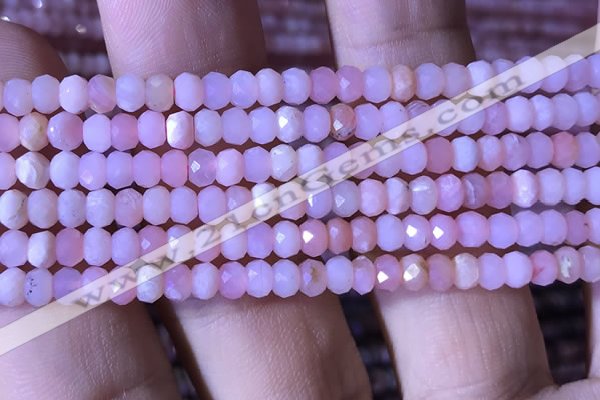 CRB2616 15.5 inches 3*4mm faceted rondelle pink opal beads