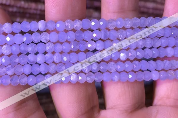 CRB2627 15.5 inches 3*4mm faceted rondelle blue chalcedony beads