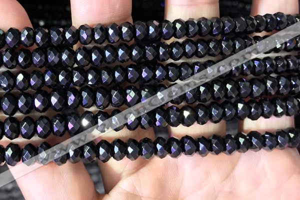 CRB2653 15.5 inches 4*6mm faceted rondelle black spinel beads