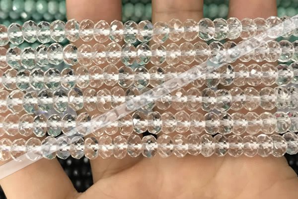 CRB2670 15.5 inches 4*6mm faceted rondelle white crystal beads