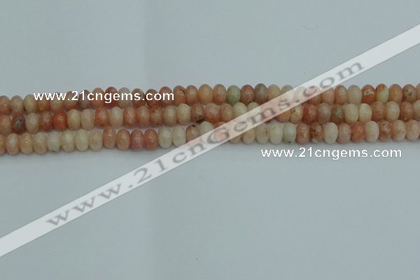 CRB2840 15.5 inches 4*6mm rondelle red plum blossom jade beads