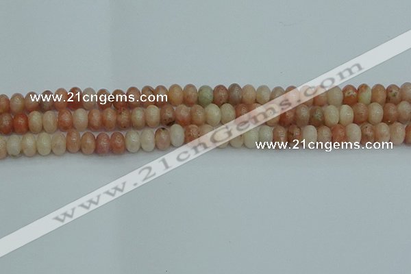 CRB2841 15.5 inches 5*8mm rondelle red plum blossom jade beads