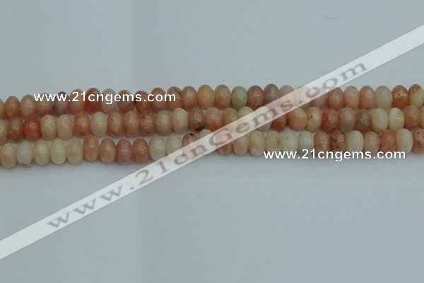 CRB2842 15.5 inches 6*10mm rondelle red plum blossom jade beads