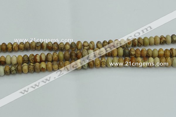 CRB2855 15.5 inches 4*6mm rondelle picture jasper beads