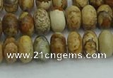 CRB2856 15.5 inches 5*8mm rondelle picture jasper beads