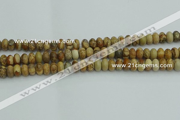 CRB2857 15.5 inches 6*10mm rondelle picture jasper beads