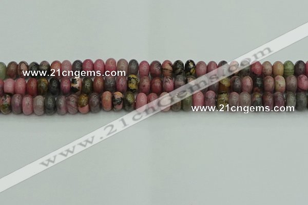 CRB2886 15.5 inches 5*8mm rondelle rhodonite beads wholesale