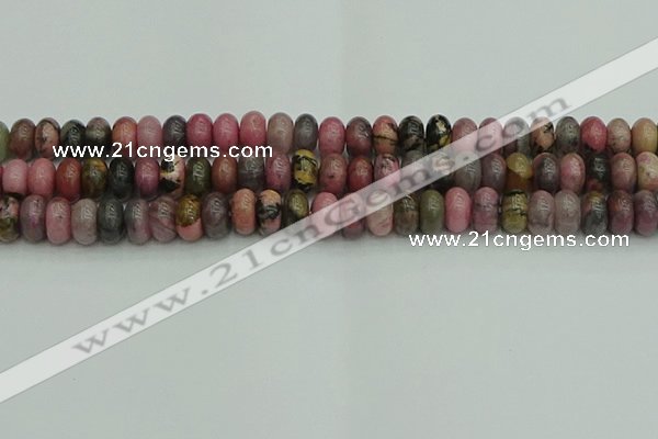 CRB2887 15.5 inches 6*10mm rondelle rhodonite beads wholesale