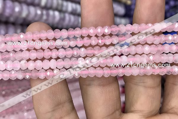 CRB3000 15.5 inches 3*4mm faceted rondelle rose quartz beads