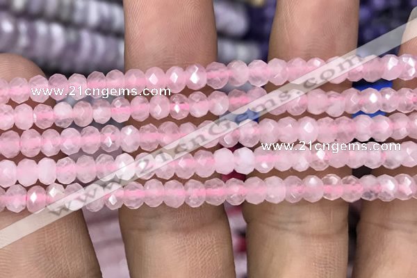 CRB3001 15.5 inches 4*6mm faceted rondelle rose quartz beads