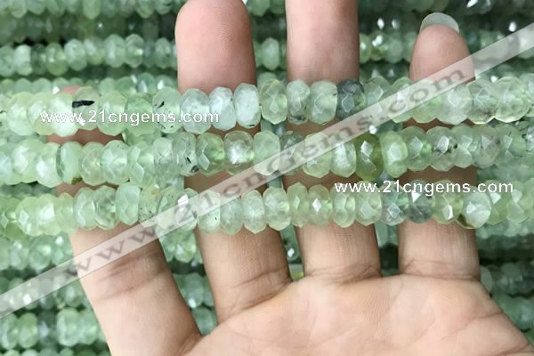 CRB3016 15.5 inches 6*10mm faceted rondelle prehnite beads