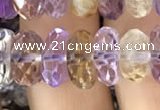 CRB3021 15.5 inches 6*11mm faceted rondelle ametrine beads