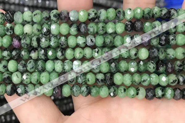 CRB3035 15.5 inches 4*6mm faceted rondelle ruby zoisite beads