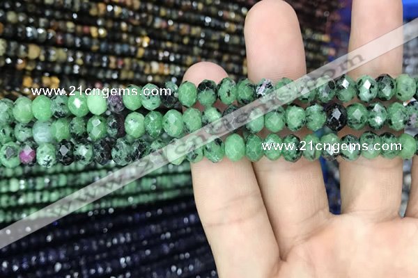 CRB3037 15.5 inches 5*8mm faceted rondelle ruby zoisite beads