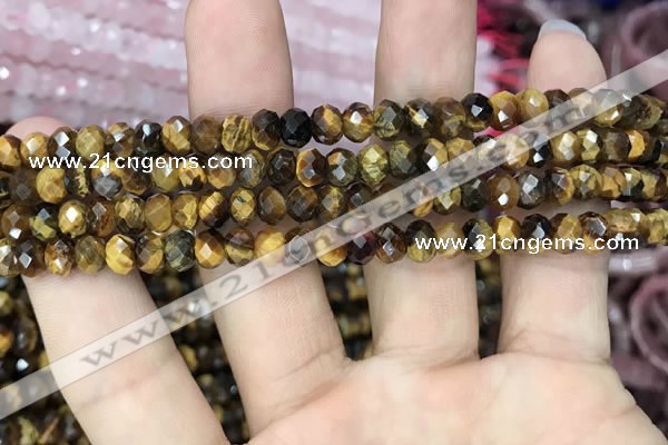 CRB3039 15.5 inches 4*6mm faceted rondelle yellow tiger eye beads