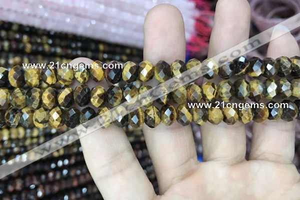 CRB3040 15.5 inches 6*8mm faceted rondelle yellow tiger eye beads