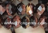 CRB3043 15.5 inches 6*8mm faceted rondelle red tiger eye beads