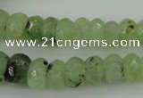 CRB305 5*8mm - 10*14mm faceted rondelle green rutilated quartz beads