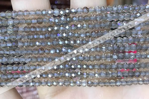 CRB3105 15.5 inches 2*3mm faceted rondelle tiny smoky quartz beads