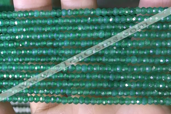 CRB3127 15.5 inches 2*3mm faceted rondelle tiny green agate beads