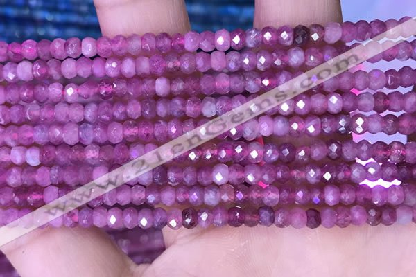 CRB3160 15.5 inches 2.5*4mm faceted rondelle tiny pink tourmaline beads