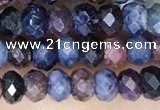 CRB3161 15.5 inches 2.5*4mm faceted rondelle tiny ruby & sapphire beads