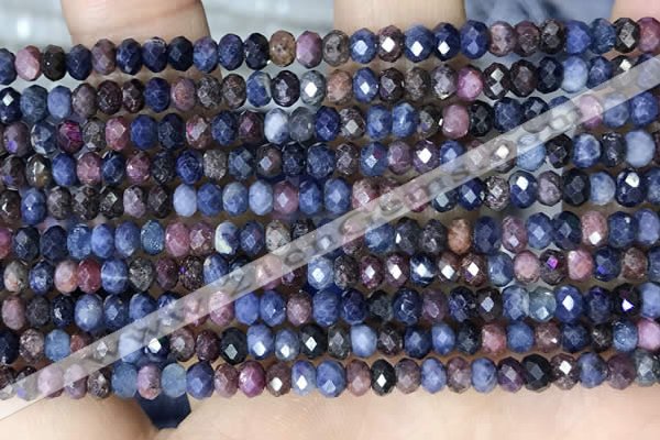 CRB3161 15.5 inches 2.5*4mm faceted rondelle tiny ruby & sapphire beads