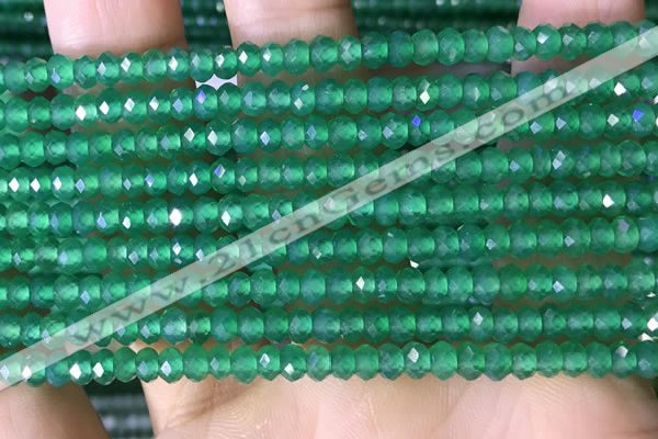 CRB3171 15.5 inches 2.5*4mm faceted rondelle tiny green agate beads