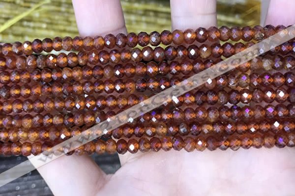 CRB3186 15.5 inches 3*5mm faceted rondelle tiny orange garnet beads