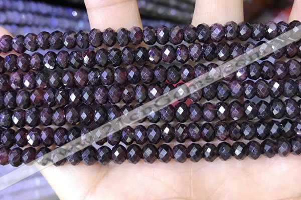 CRB3191 15.5 inches 4*6mm faceted rondelle tiny red garnet beads