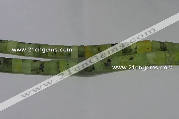 CRB320 15.5 inches 8*12mm tyre matte green rutilated quartz beads