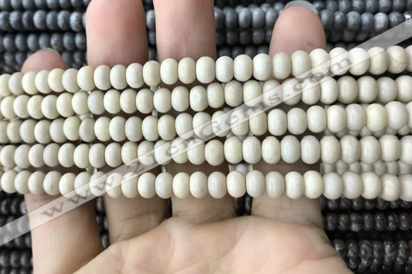 CRB4050 15.5 inches 4*6mm rondelle white fossil jasper beads wholesale