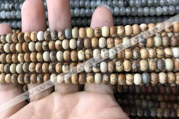 CRB4051 15.5 inches 4*6mm rondelle picture jasper beads wholesale