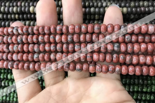 CRB4055 15.5 inches 4*6mm rondelle red sesame jasper beads wholesale