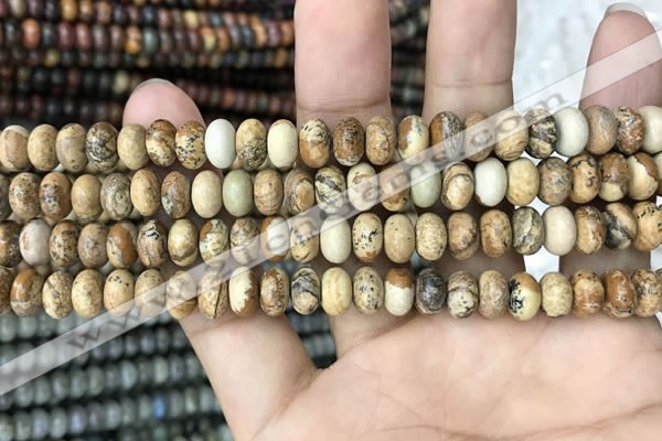 CRB4073 15.5 inches 5*8mm rondelle picture jasper beads wholesale