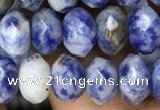 CRB4115 15.5 inches 5*8mm faceted rondelle blue spot stone beads